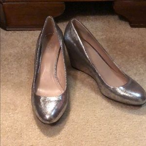 Silver wedge heels